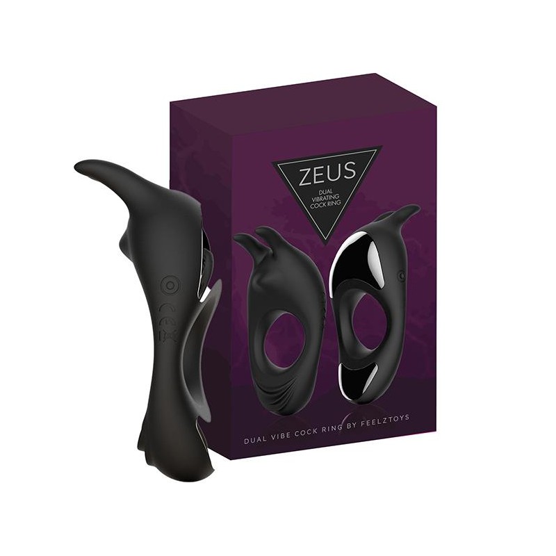 FeelzToys - Zeus Dual Vibe Cockring Zwart